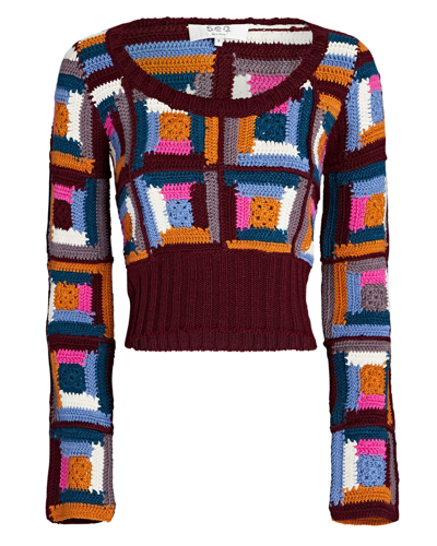 Shop Sea Camryn Crocheted Wool Sweater In Multi