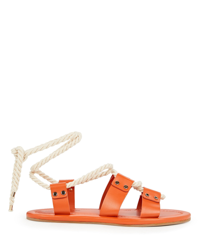 Shop Ulla Johnson Eva Rope Leather Lace-up Sandals In Orange