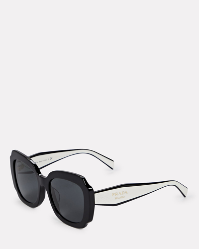 Shop Prada Oversized Logo Sunglasses In Black