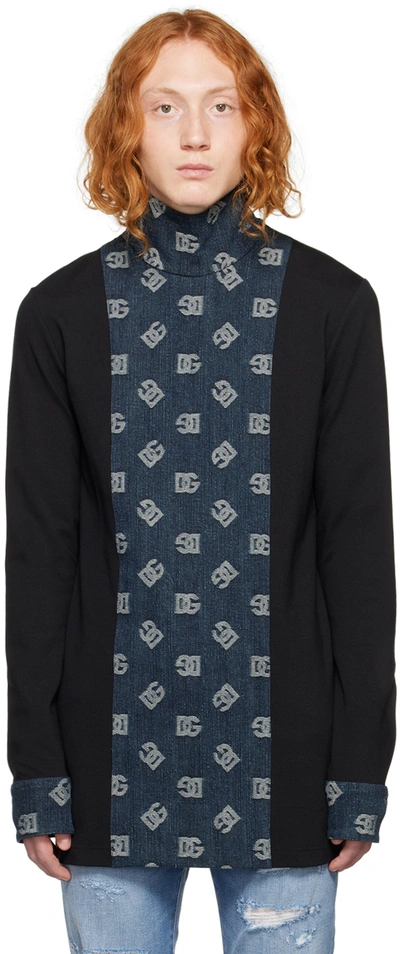 Shop Dolce & Gabbana Black & Blue Paneled Turtleneck In S9000 Variante Abbin