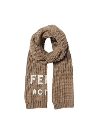 Shop Fendi Logo Scarf In Marrone