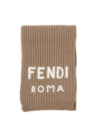 Shop Fendi Logo Scarf In Marrone
