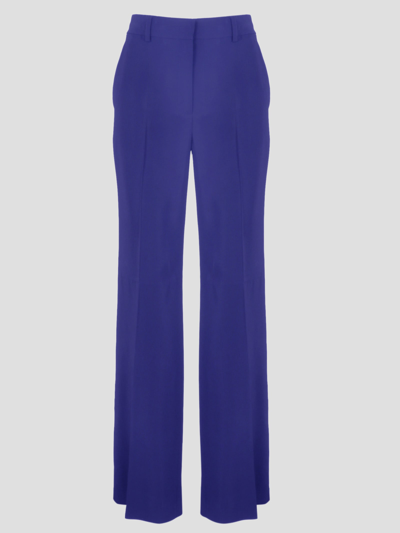 Shop Alberta Ferretti Viscose Stretch Trousers In Blue