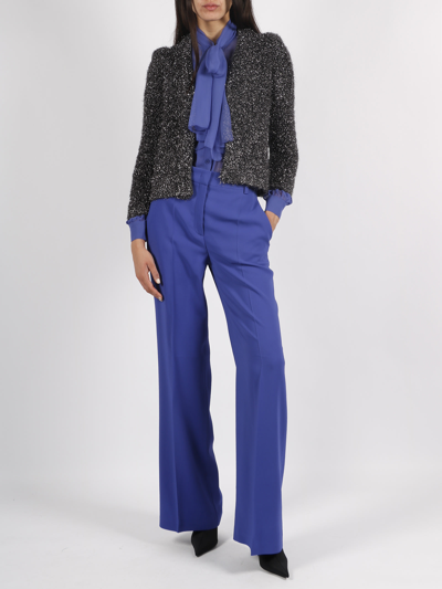 Shop Alberta Ferretti Viscose Stretch Trousers In Blue