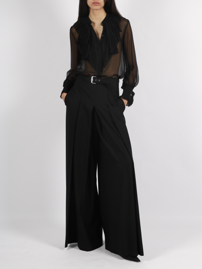 Shop Alberta Ferretti Flannel Trousers In Black
