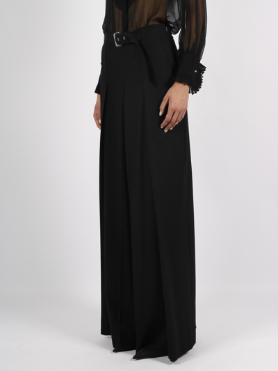 Shop Alberta Ferretti Flannel Trousers In Black
