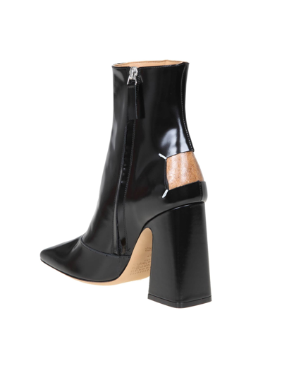 Maison Margiela Mm22 Brushed Leather Ankle Boots With Squared Toe Heel 10.5c In Black
