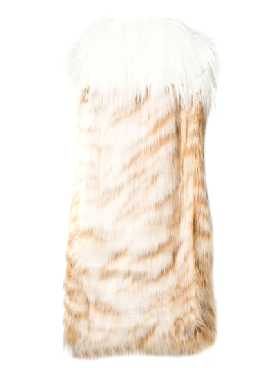 Shop Alabama Muse Beige And White Faux Fur Gilet In Beige+bianco