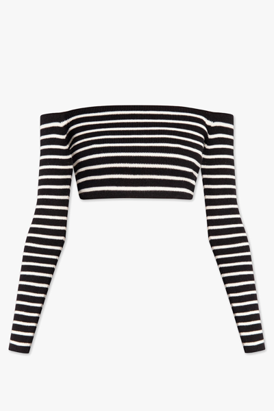 Shop Saint Laurent Off-the-shoulder Cropped Top In White