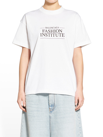 Balenciaga Woman White Fashion Institute Medium Fit T-shirt In Default  Title | ModeSens