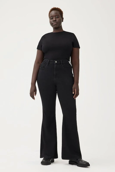 Shop Warp & Weft Warp + Weft Mia Plus High Rise Flare Jeans In Black