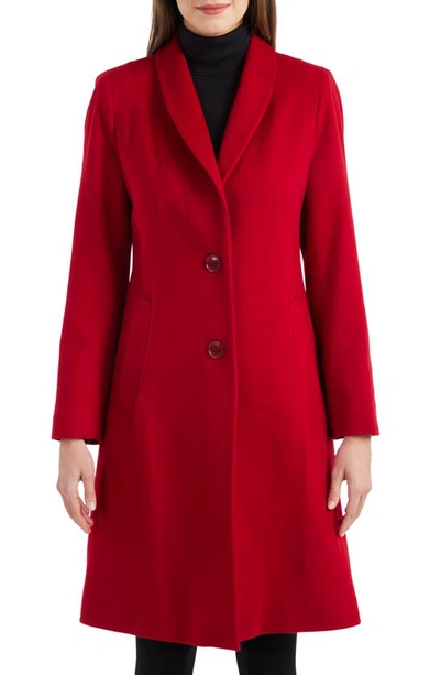 Sofia Cashmere Shawl Collar Wool Blend Coat In Red