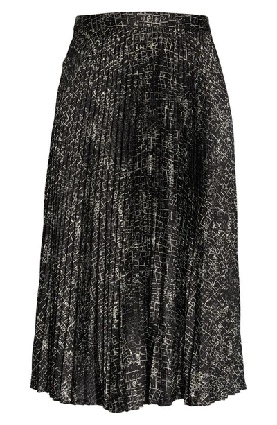 Shop Vince Camuto Elegant Croc Print Pleated Midi Skirt In Rich Black