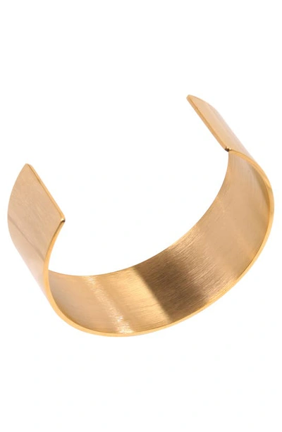 Shop Adornia 14k Gold Plated Water Resistant Wide Cuff Bracelet In Yellow