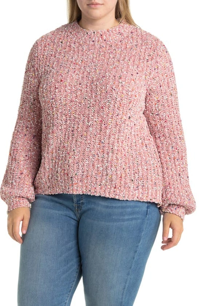 Shop Single Thread Popcorn Chenille Volume Sleeve Sweater In Antique Rose