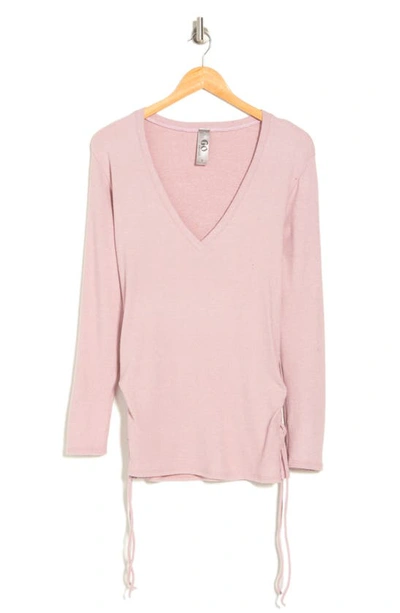 Go Couture V-neck Dolman Sleeve Double Lace-up T-shirt In Pale Rosette