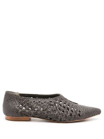Sarah Chofakian Sapatilha Mykonos Woven Ballerina Shoes In Grey
