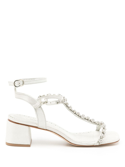 Shop Sarah Chofakian Lumiere Crystal-embellished Sandals In Grey