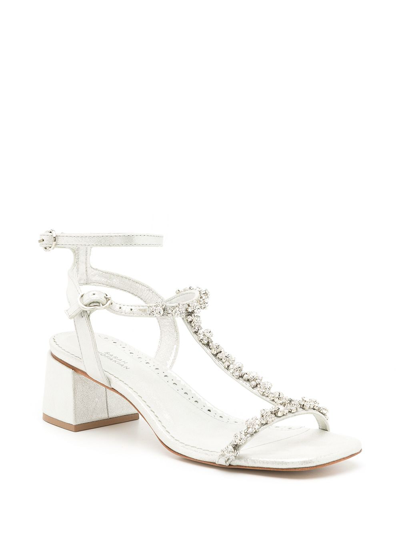 Shop Sarah Chofakian Lumiere Crystal-embellished Sandals In Grey