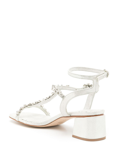 Shop Sarah Chofakian Lumiere Crystal-embellished Sandals In Grey