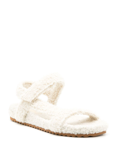 Shop Sarah Chofakian Fluffy Touch-strap Sandals In White