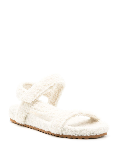 Sarah Chofakian Fluffy Touch-strap Sandals In White