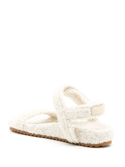 Sarah Chofakian Fluffy Touch-strap Sandals In White