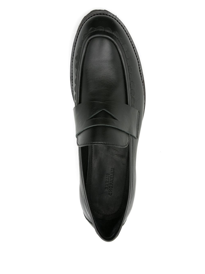 Shop Sarah Chofakian Holly Leather Penny Loafers In Black