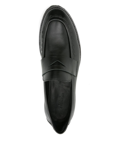 Sarah Chofakian Holly Leather Penny Loafers In Black