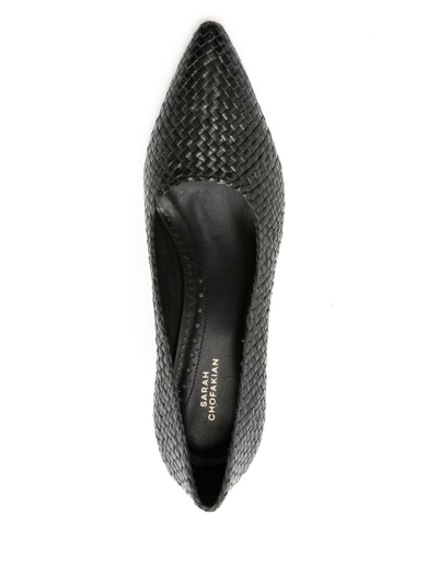 Sarah Chofakian Liam 80mm Woven Pumps In Black
