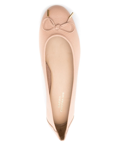 Shop Sarah Chofakian France Lace-up Ballerina Shoes In Neutrals