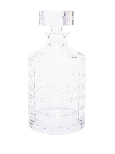 Shop Ralph Lauren Hudson Plaid Glass Decanter In Neutrals