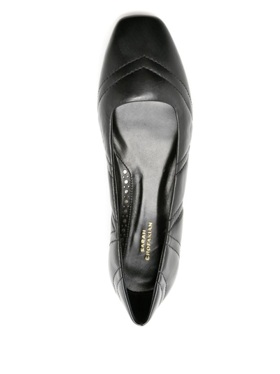 Shop Sarah Chofakian Embroidered Ballerina Shoes In Black