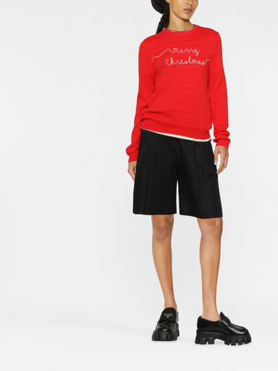 Chinti & Parker Merry Christmas Wool And Cashmere-blend Jumper In Red