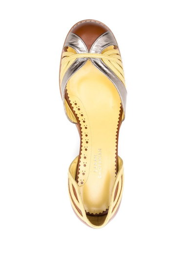 Sarah Chofakian Elaine Colour-block 70mm Pumps In Brown