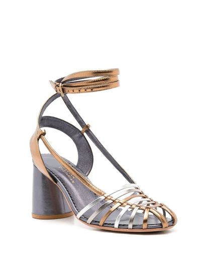 Sarah Chofakian Lupita Metallic Strappy Sandals In Metallic
