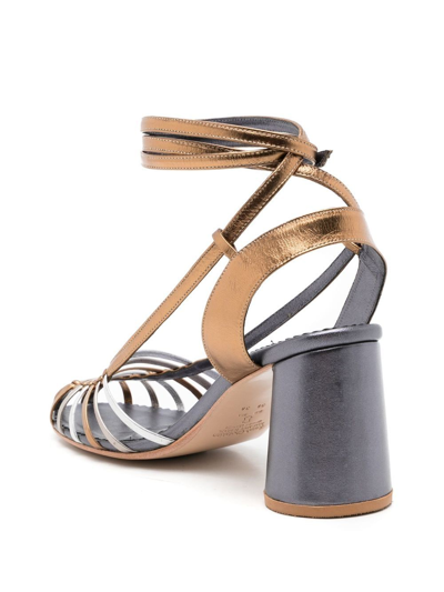Sarah Chofakian Lupita Metallic Strappy Sandals In Metallic