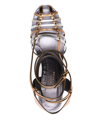 Sarah Chofakian Lupita Metallic Strappy Sandals In Metallic