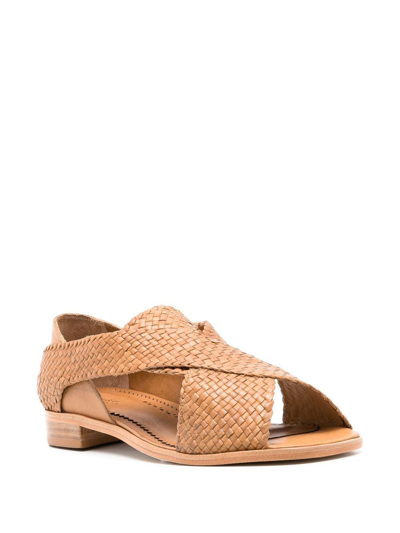 Sarah Chofakian Cross-strap Flat Sandals In Brown