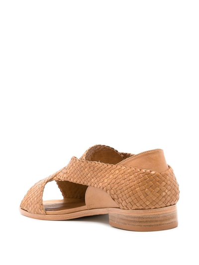 Sarah Chofakian Cross-strap Flat Sandals In Brown