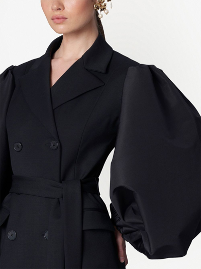 Shop Carolina Herrera Double-breasted Oversize-sleeved Coat In Black