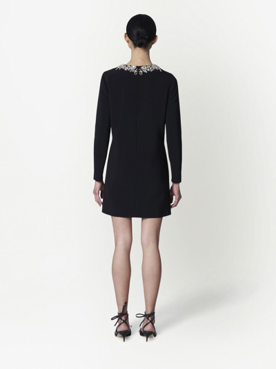 Shop Carolina Herrera Embellished-neck Shift Dress In Black