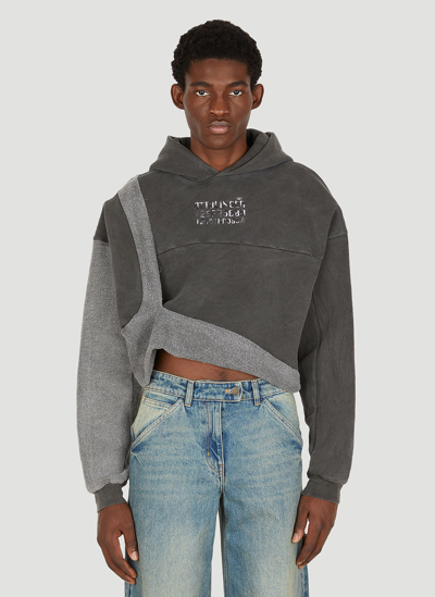 Shop Ottolinger Draped Hooded Sweatshirt In Grey