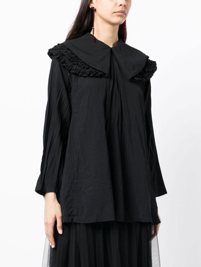 Shop Comme Des Garçons Comme Des Garçons Oversized-collar Long-sleeve Blouse In Black