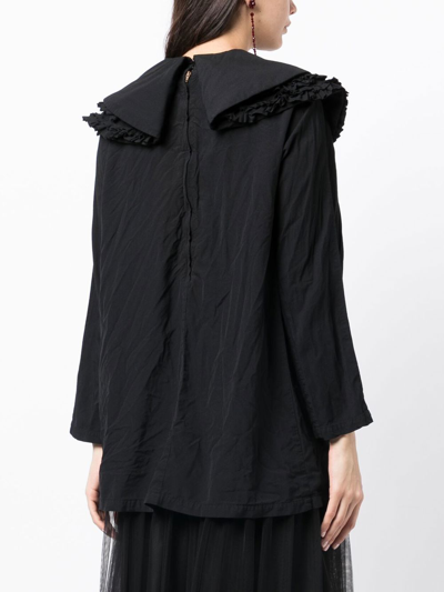 Shop Comme Des Garçons Comme Des Garçons Oversized-collar Long-sleeve Blouse In Black