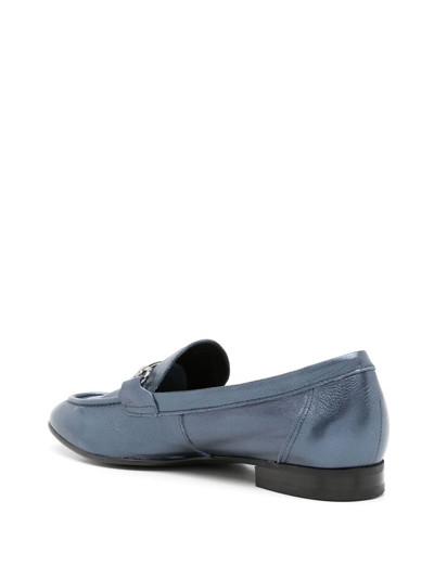 Shop Sarah Chofakian Oxford Siena Leather Loafers In Blue