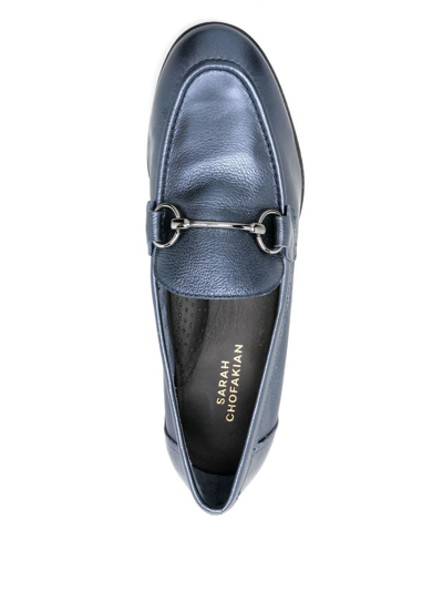 Shop Sarah Chofakian Oxford Siena Leather Loafers In Blue