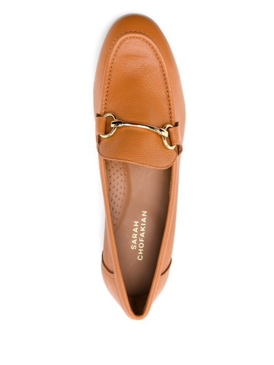 Sarah Chofakian Siena Oxford Leather Loafers In Brown