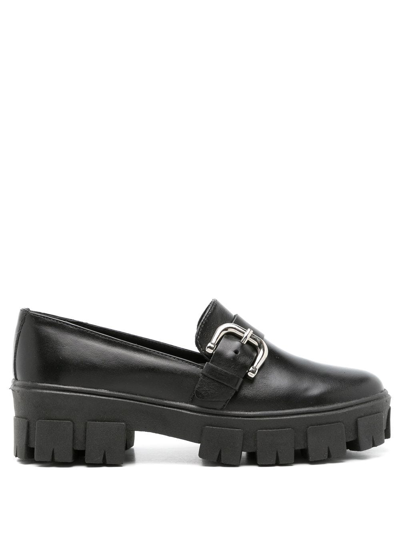 Shop Sarah Chofakian Side Buckle-detail Loafers In Black