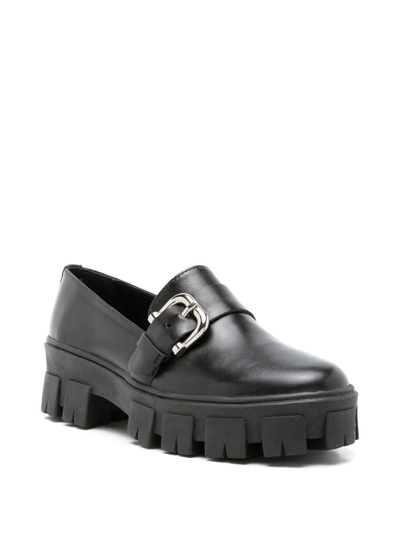 Shop Sarah Chofakian Side Buckle-detail Loafers In Black